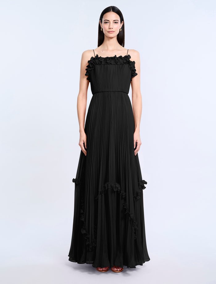 Shirring Ruffle Gown
