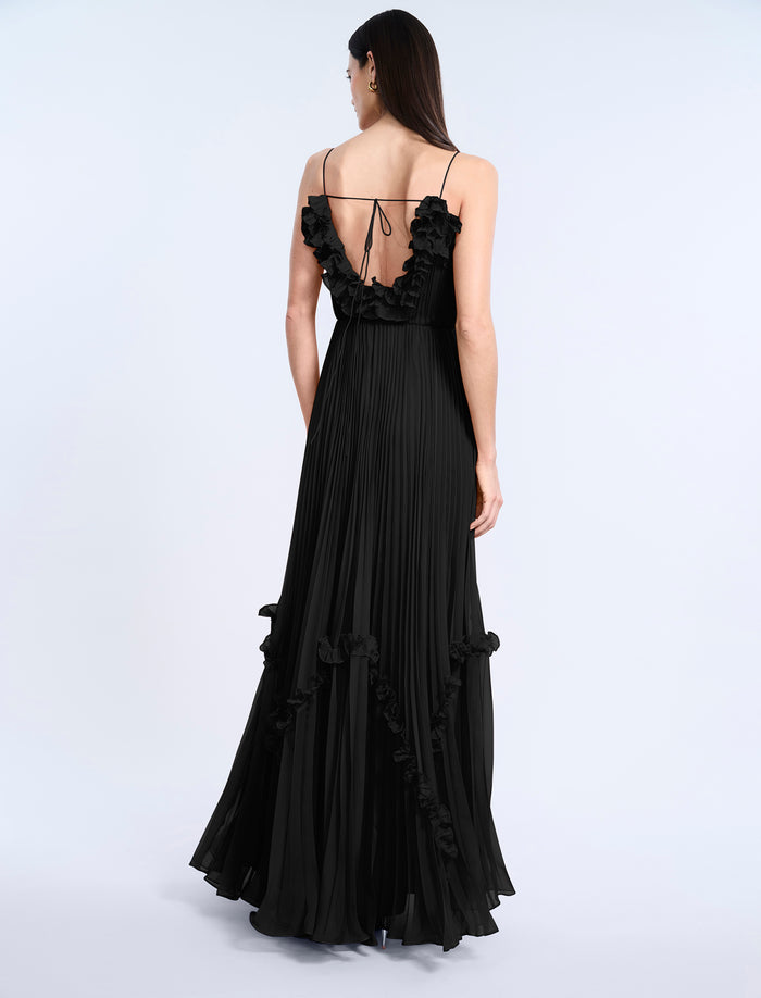 Shirring Ruffle Gown