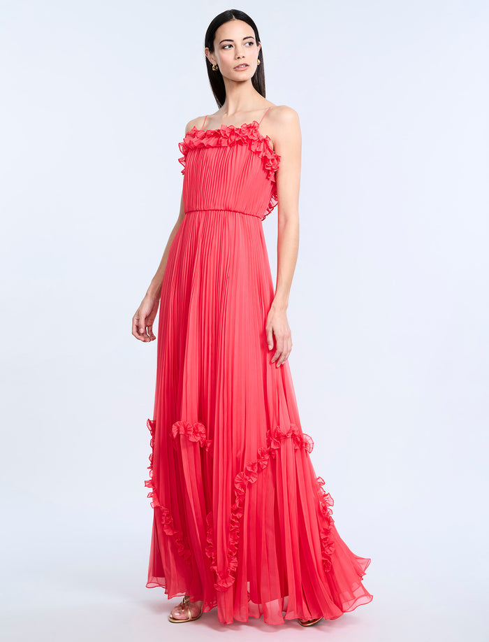 Shirring Ruffle Gown