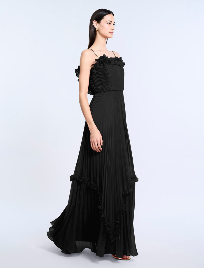 Shirring Ruffle Gown