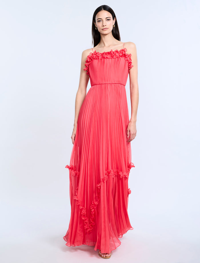 Shirring Ruffle Gown
