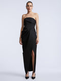 Solid Bodice Wrap Skirt Gown