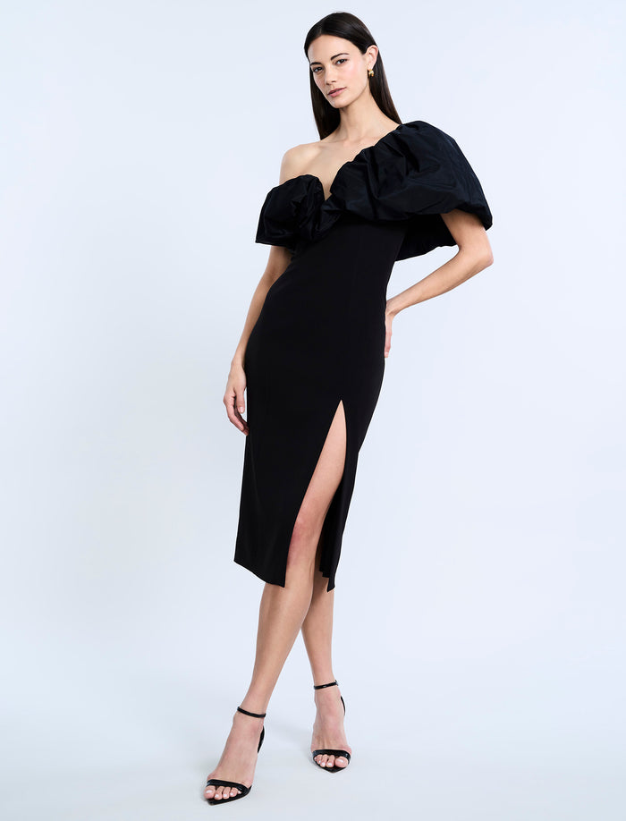 Solid Dress With Puff