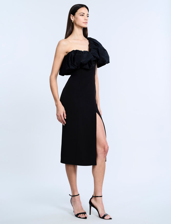 Solid Dress With Puff
