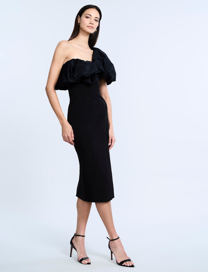 Solid Dress With Puff
