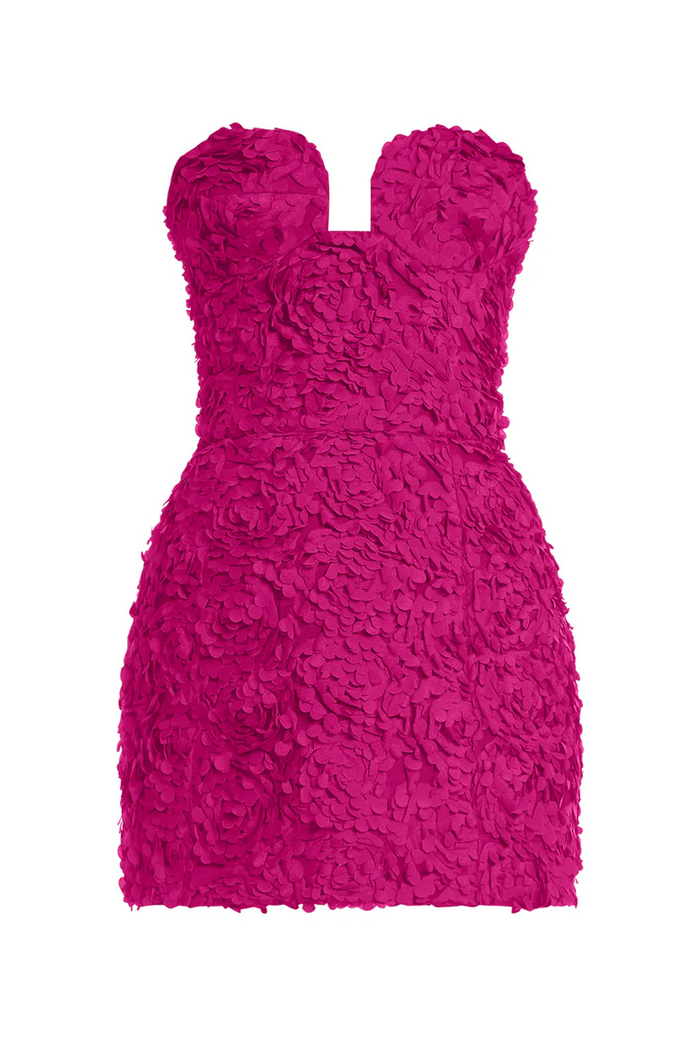 Strapless 3D Floral Dress