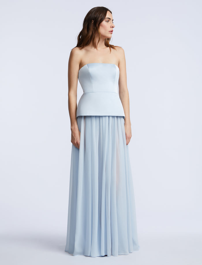 Strapless Peplum Gown