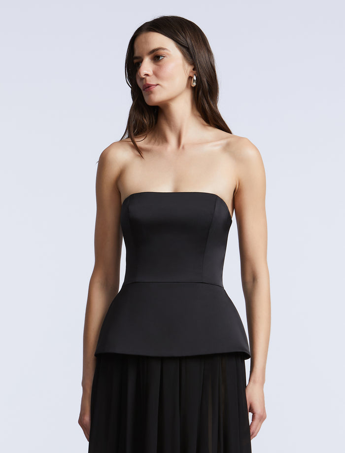 Strapless Peplum Gown