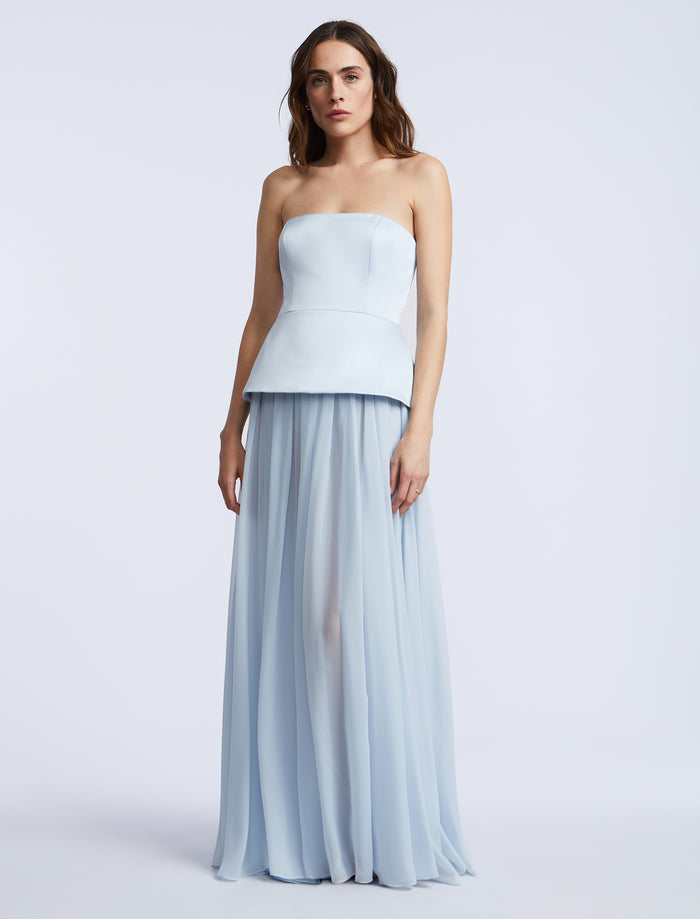 Strapless Peplum Gown