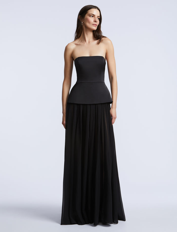 Strapless Peplum Gown