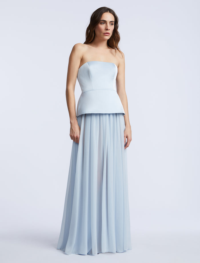Strapless Peplum Gown