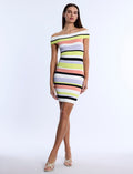 Stripe Knit Off-Shoulder Dress