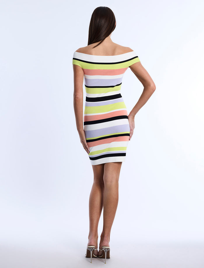 Stripe Knit Off-Shoulder Dress