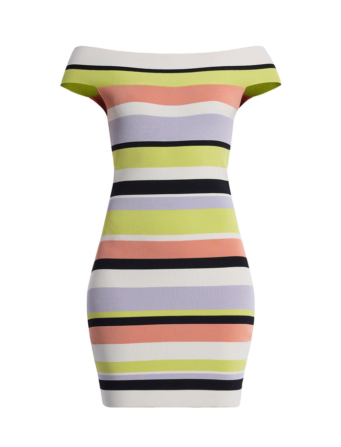 Stripe Knit Off-Shoulder Dress