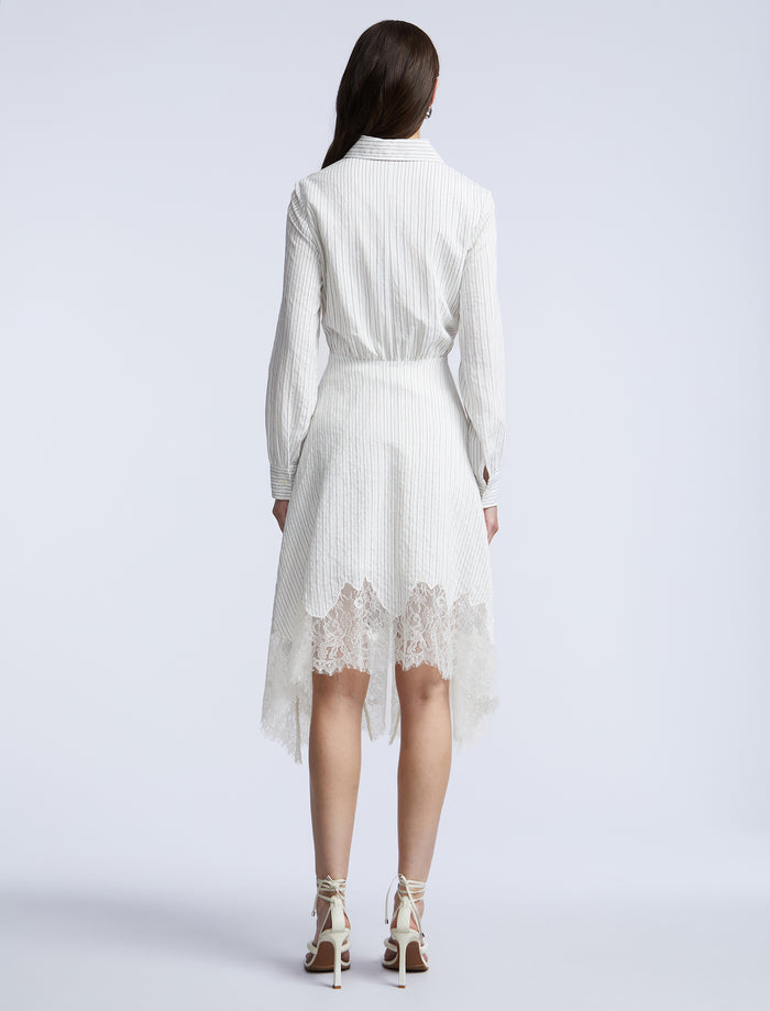 Stripe Shirt Dress With Lace