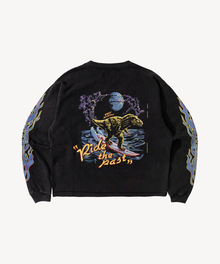 SURFING DINO TEE T-Shirts X-SMALL / BLACK - BRUT Clothing