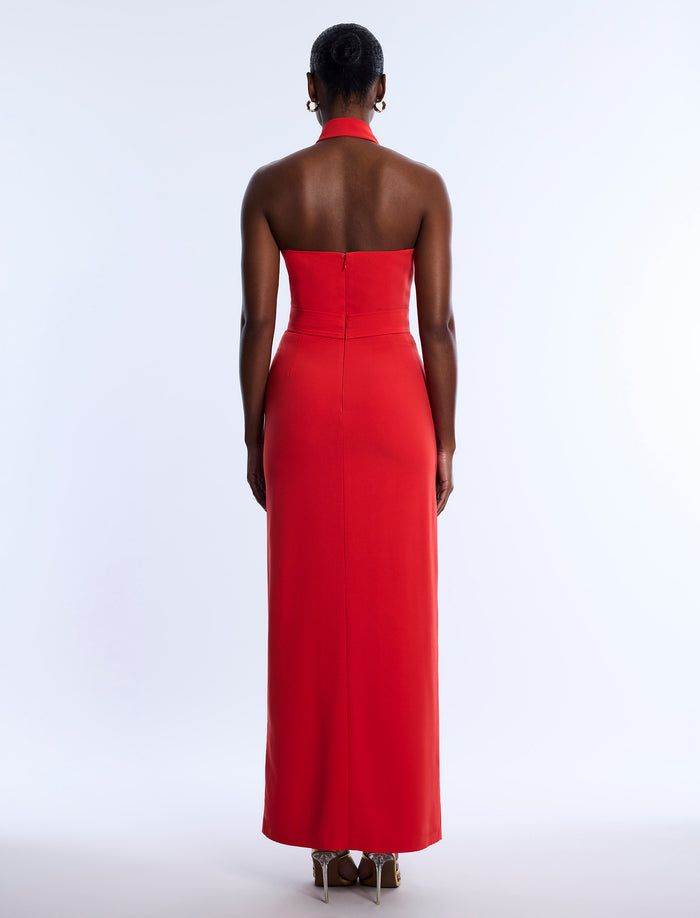 Tailored Collar Halter Dress