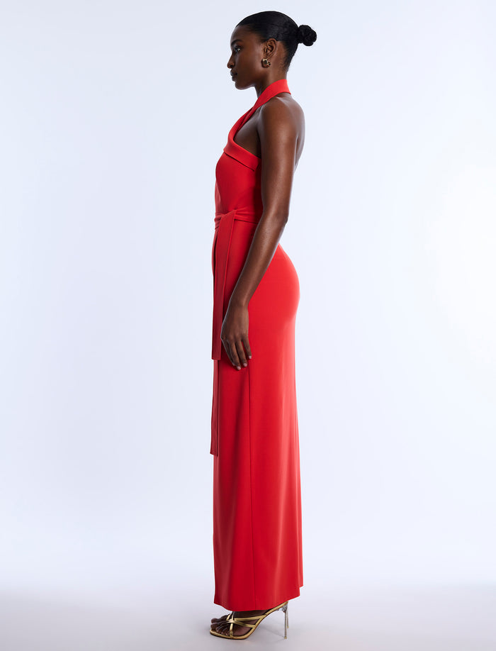 Tailored Collar Halter Dress