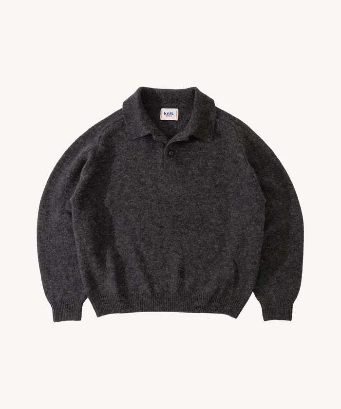 THE BEST SHETLAND POLO Knitwear X-SMALL / CHARCOAL - BRUT Clothing