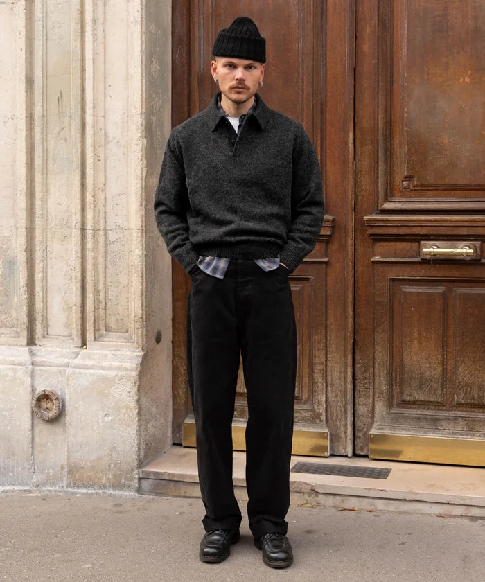 THE BEST SHETLAND POLO Knitwear X-SMALL / CHARCOAL - BRUT Clothing