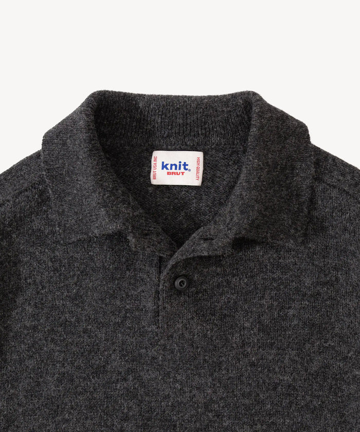 THE BEST SHETLAND POLO Knitwear X-SMALL / CHARCOAL - BRUT Clothing