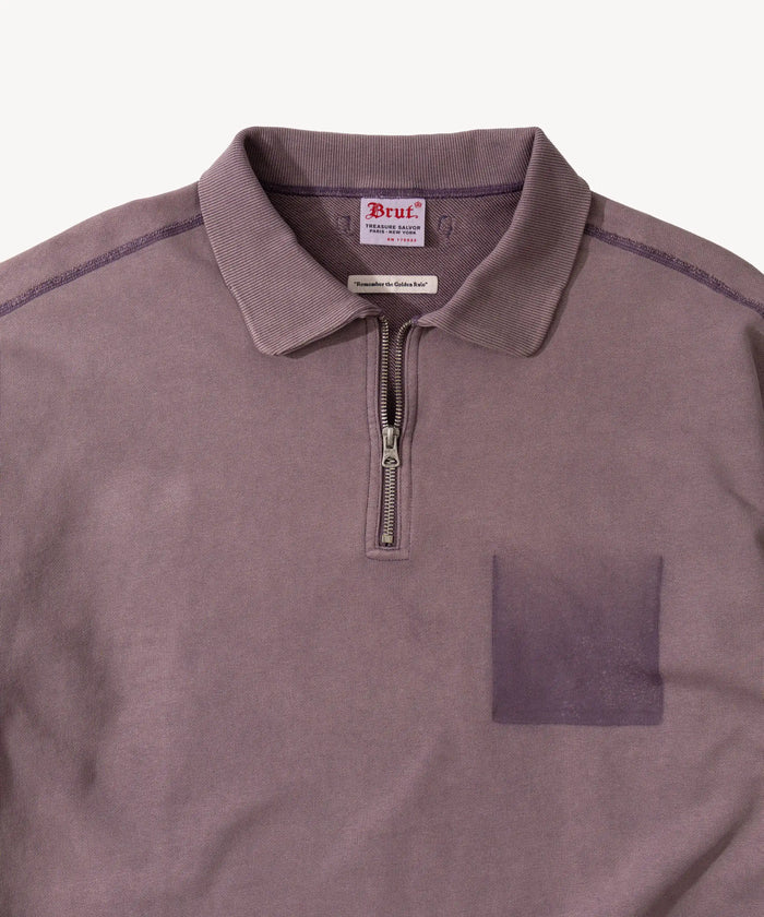 THE GHOST ZIPPED POLO Sweatshirts X-SMALL / FADED PURPLE - BRUT Clothing