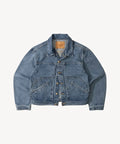 THE PLEATED DENIM JACKET Coats & Jackets X-SMALL / BLUE STONE WASH - BRUT Clothing