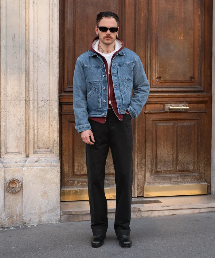 THE PLEATED DENIM JACKET Coats & Jackets X-SMALL / BLUE STONE WASH - BRUT Clothing