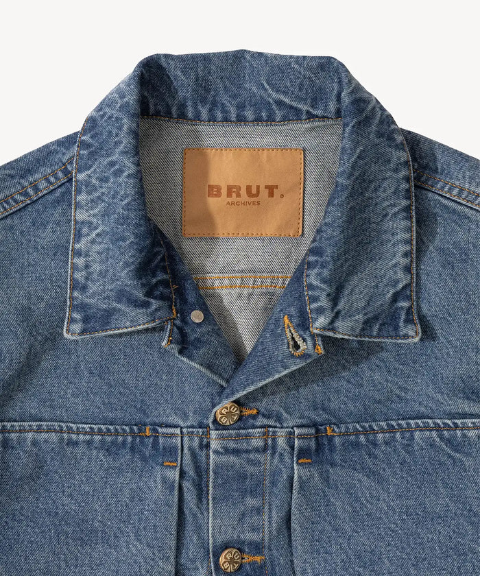 THE PLEATED DENIM JACKET Coats & Jackets X-SMALL / BLUE STONE WASH - BRUT Clothing