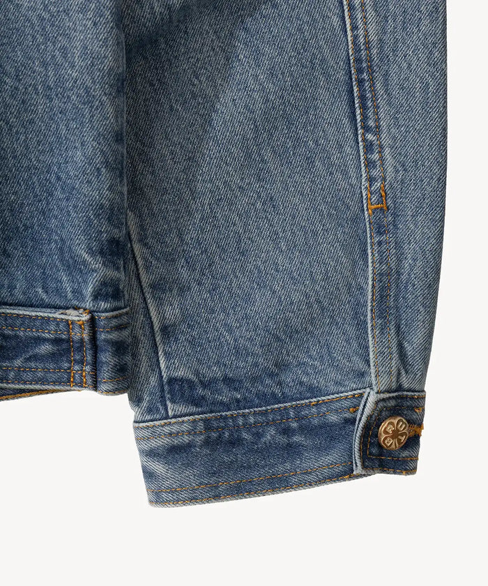 THE PLEATED DENIM JACKET Coats & Jackets X-SMALL / BLUE STONE WASH - BRUT Clothing
