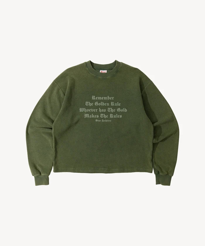 THE REVERSE CREWNECK Sweatshirts X-SMALL / FADED GREEN - BRUT Clothing