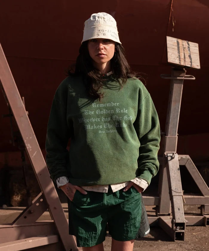 THE REVERSE CREWNECK Sweatshirts X-SMALL / FADED GREEN - BRUT Clothing