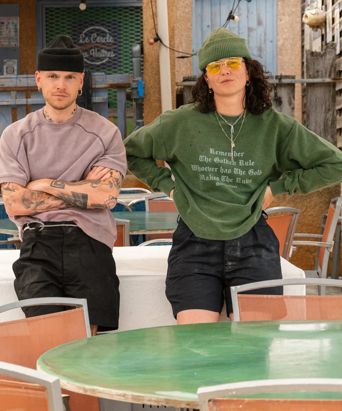 THE REVERSE CREWNECK Sweatshirts X-SMALL / FADED GREEN - BRUT Clothing