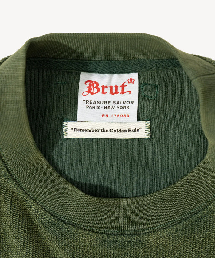 THE REVERSE CREWNECK Sweatshirts X-SMALL / FADED GREEN - BRUT Clothing