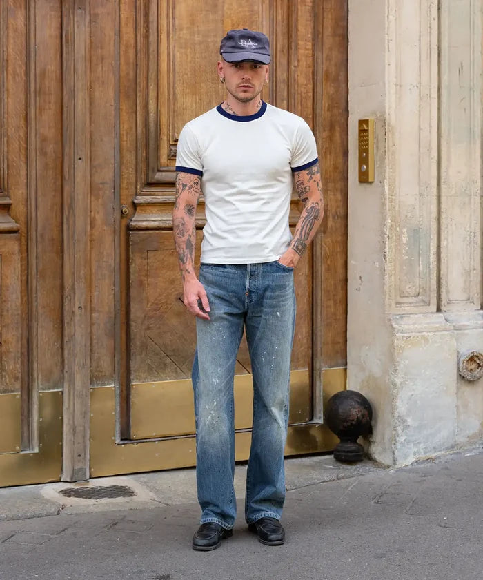 THE RINGER TEE T-Shirts X-SMALL / WHITE / BLUE - BRUT Clothing