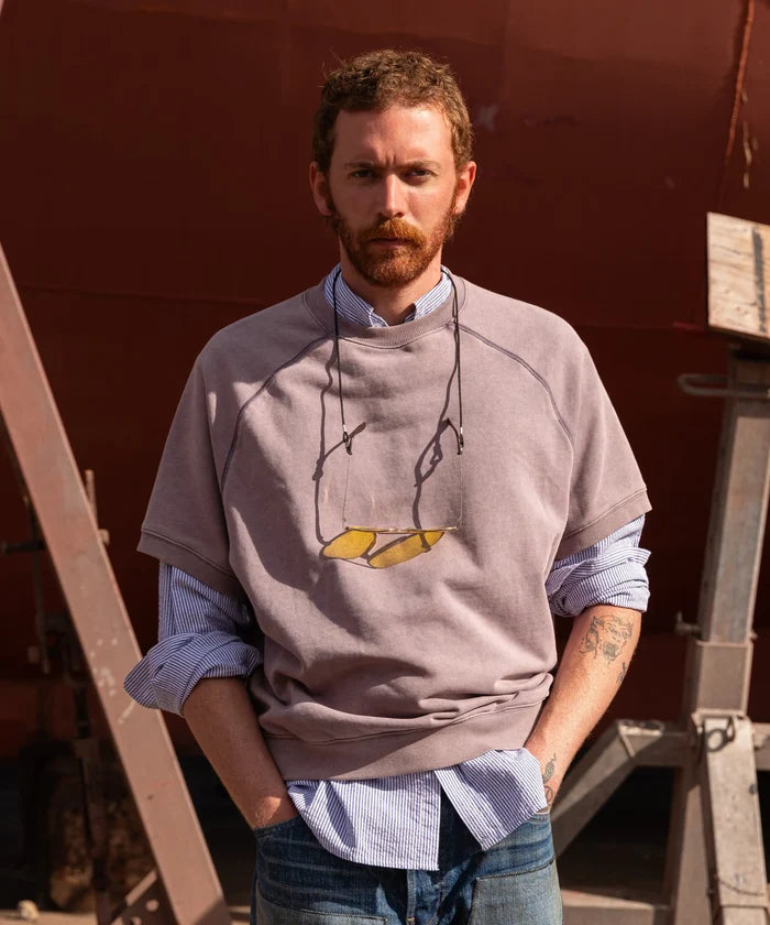 THE SHORT-SLEEVE CREWNECK Sweatshirts X-SMALL / FADED PURPLE - BRUT Clothing