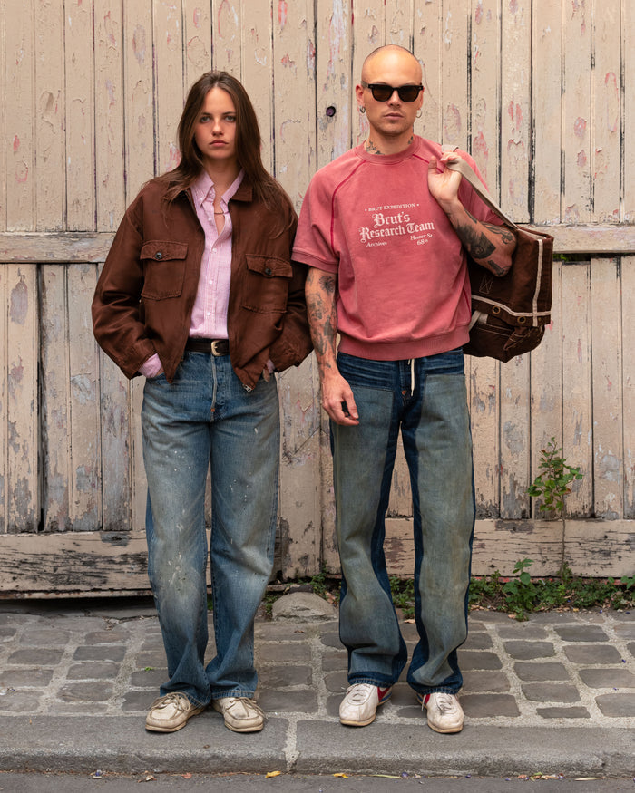 THE SHORT-SLEEVE CREWNECK Sweatshirts X-SMALL / FADED RED - BRUT Clothing
