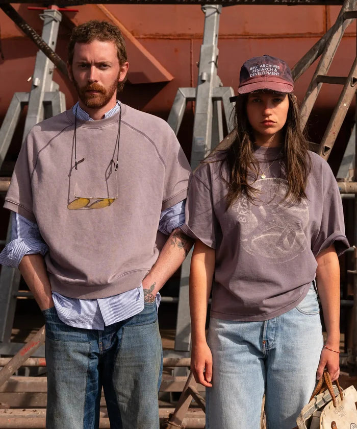 THE SHORT-SLEEVE CREWNECK Sweatshirts X-SMALL / FADED PURPLE - BRUT Clothing