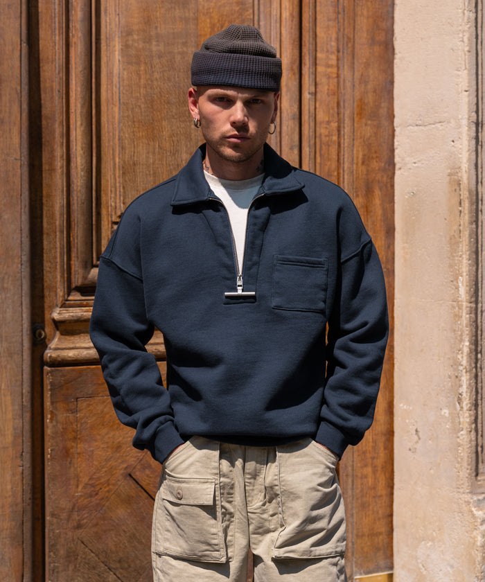 THE ZIPPED POLO Sweatshirts X-SMALL / DARK NAVY - BRUT Clothing