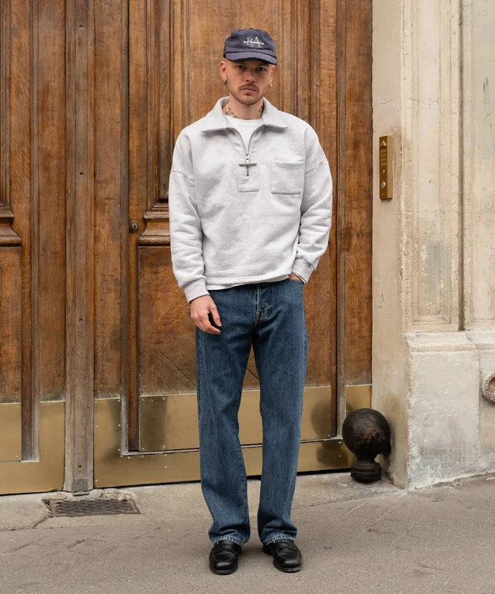 THE ZIPPED POLO Sweatshirts X-SMALL / HEATHER GREY - BRUT Clothing