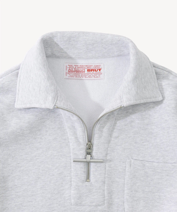 THE ZIPPED POLO Sweatshirts X-SMALL / HEATHER GREY - BRUT Clothing