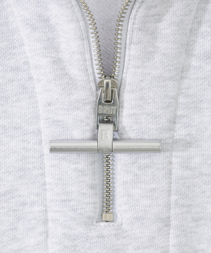 THE ZIPPED POLO Sweatshirts X-SMALL / HEATHER GREY - BRUT Clothing