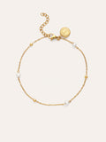 Tobillera Little Pearl Acero Baño Oro