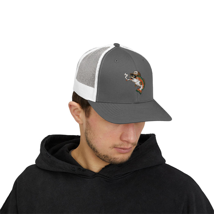 Trucker Cap — Embroidered Rainbow Trout Fish Snapback