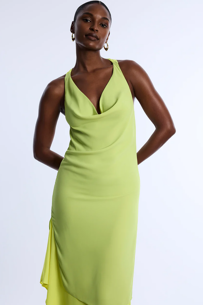Twist And Drape Combo Dress
