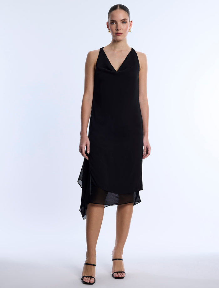 Twist And Drape Combo Dress