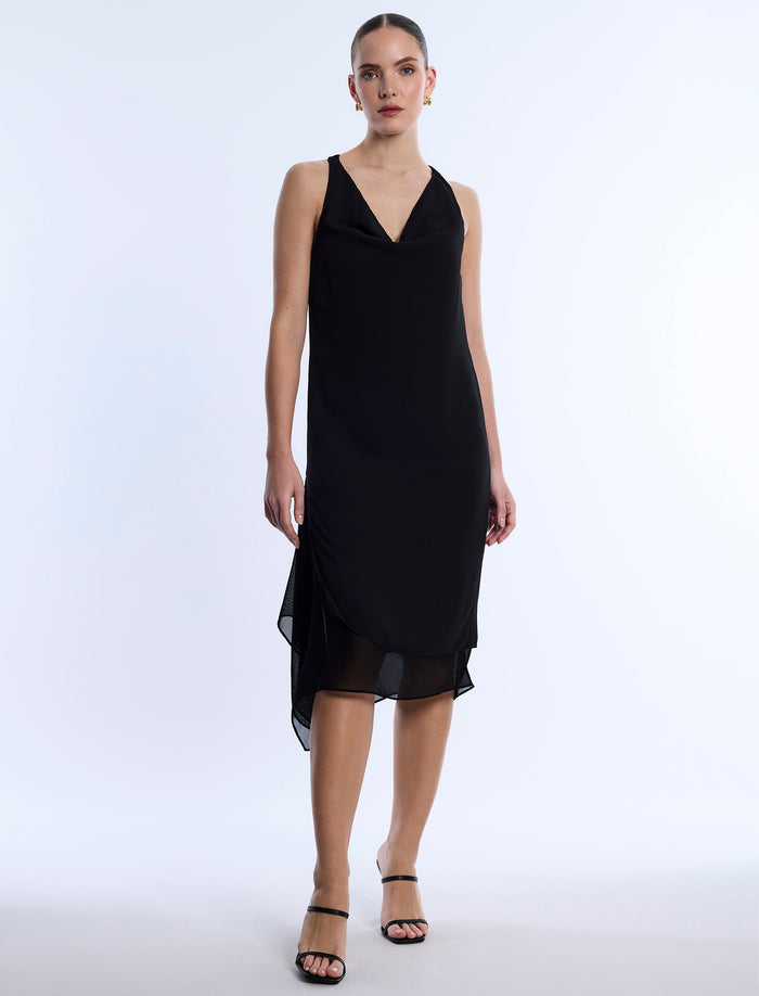 Twist And Drape Combo Dress