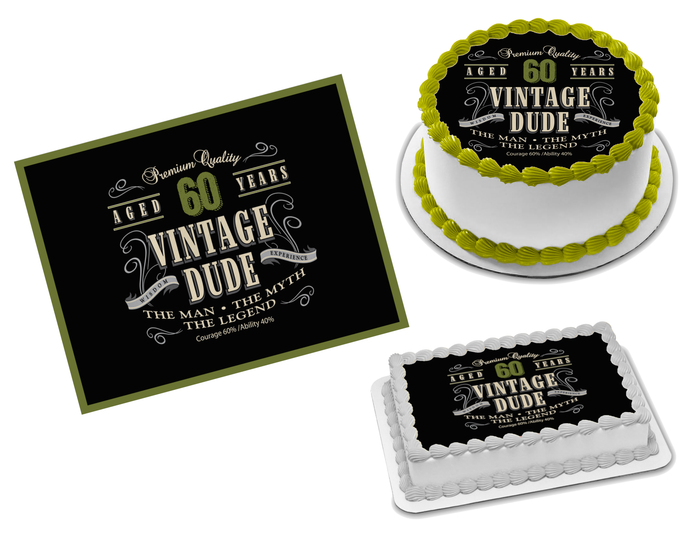 Vintage Dude Edible Image Frosting Sheet #4 (70+ sizes)