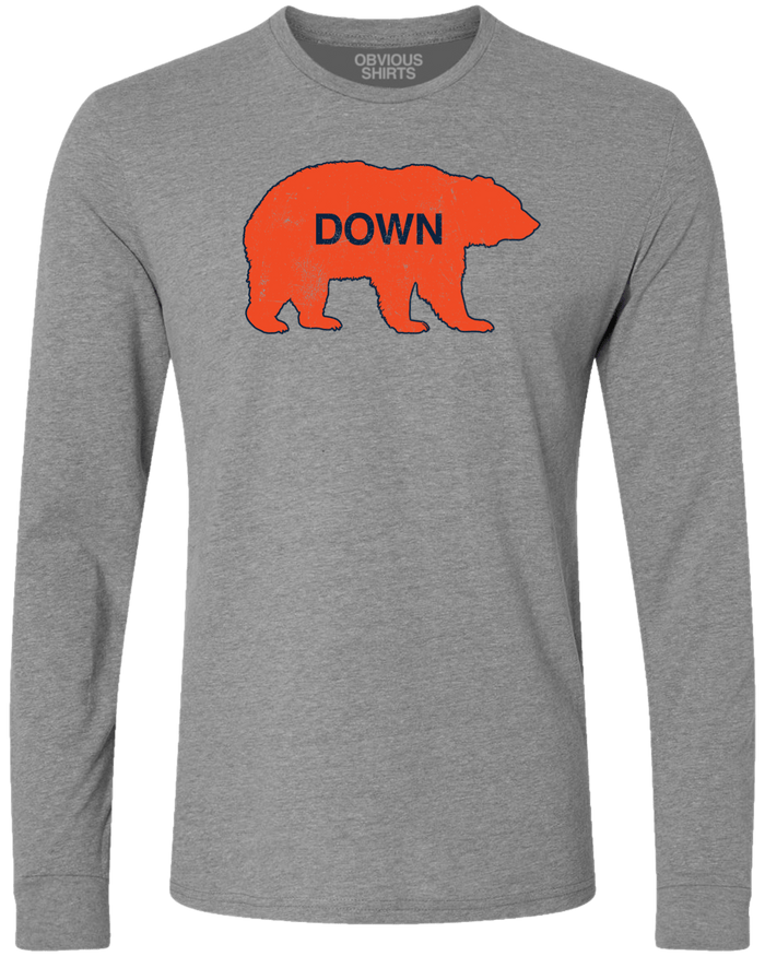 WALKING BEAR DOWN (WEATHERED PRINT - GREY LONG SLEEVE) - OBVIOUS SHIRTS